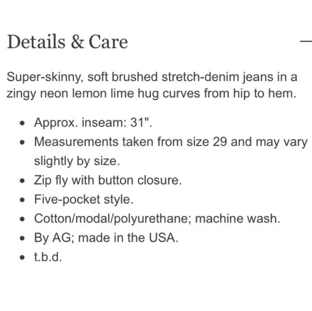 AG JEANS // ltd ed the stilt cigarette leg neon yellow sateen jeans - Picture 12 of 16